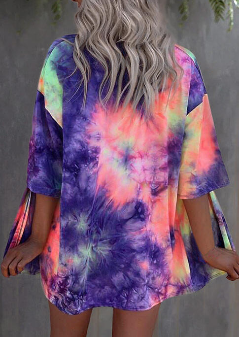 

Tie Dye Three Quarter Sleeve Cardigan, Multicolor, 471685