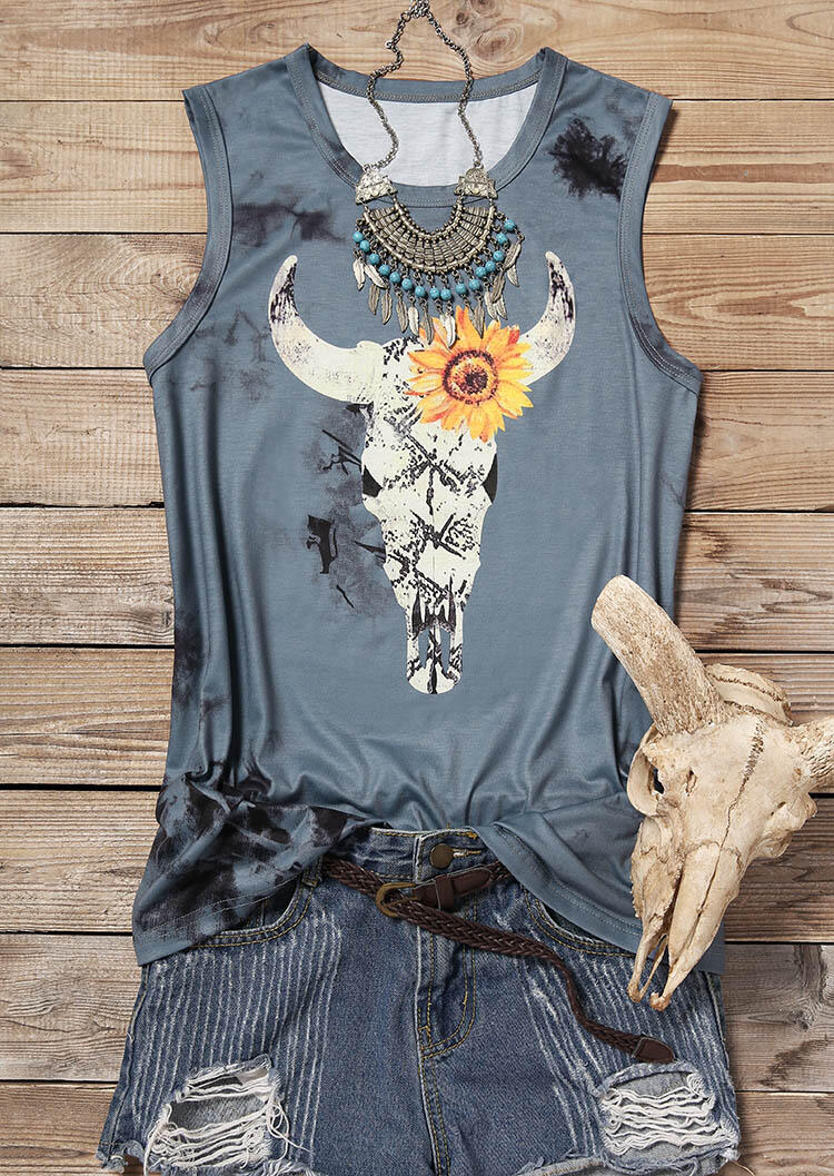 

Sunflower Snake Skin Steer Skull Tank without Necklace - Gray, 471677