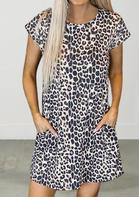 Leopard Pocket Open Back Mini Dress