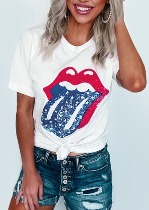 

Graphic O-Neck T-Shirt Tee - White, 472746