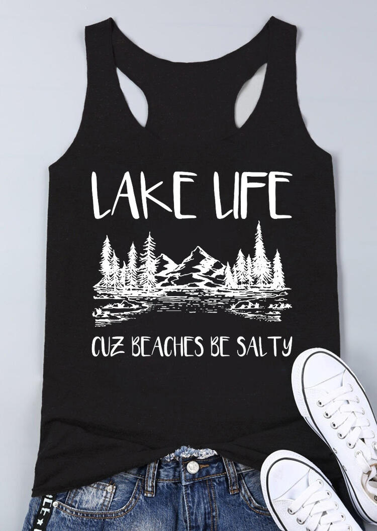

Lake Life Cuz Beaches Be Salty Racerback Tank - Black, 473008