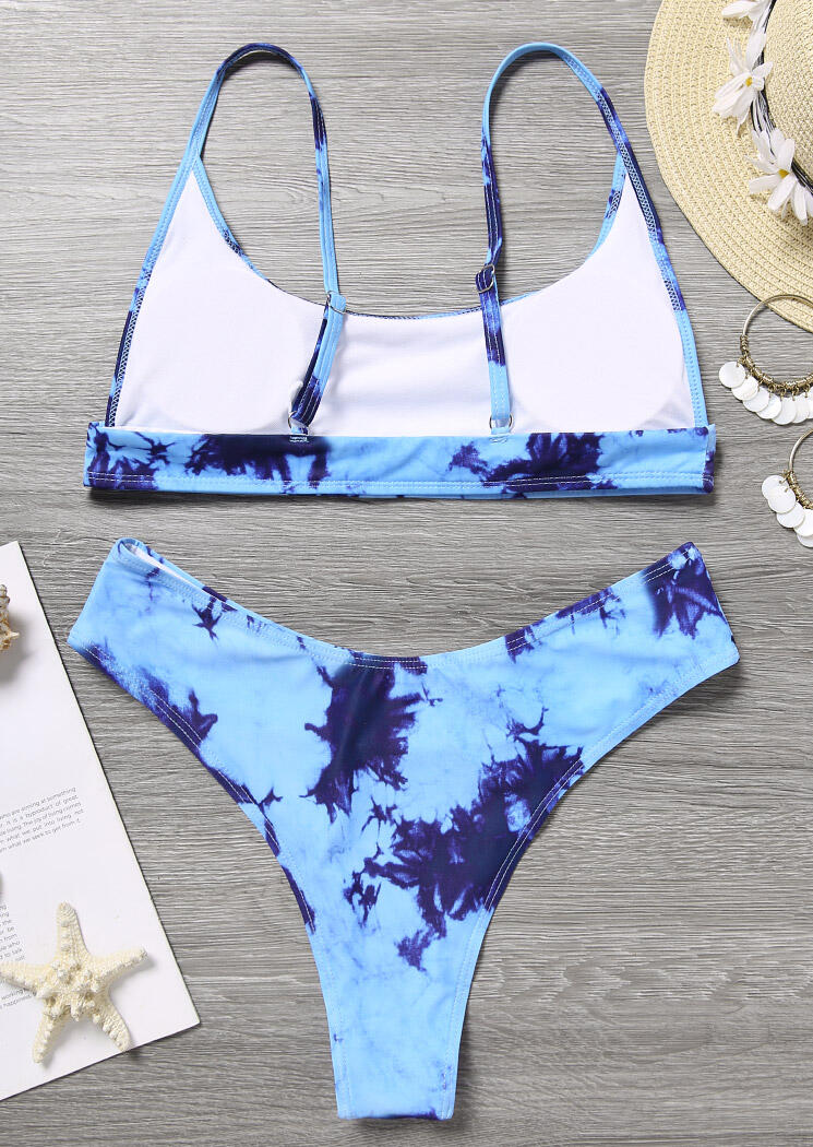 Tie Dye Bikini Set without Necklace - Blue - Bellelily