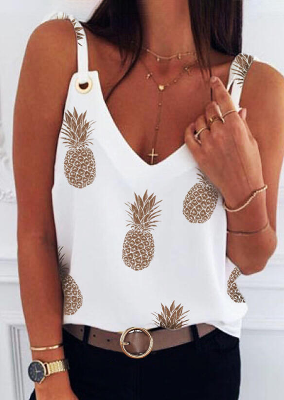 

Pineapple Casual Camisole without Necklace - White, 473361