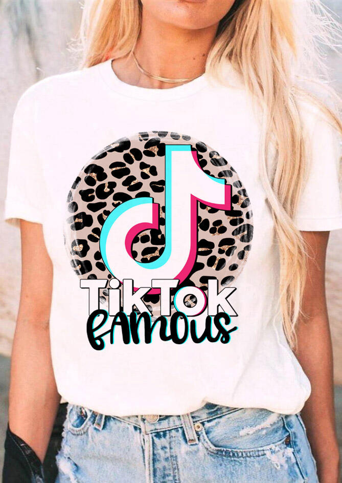 

Leopard T-Shirt Tee without Necklace - White, 473475