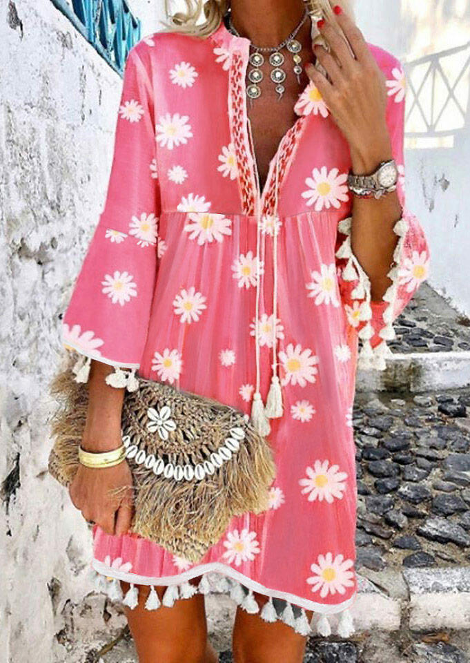 pink tassle dress