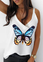 Butterfly Casual Camisole without Necklace - White