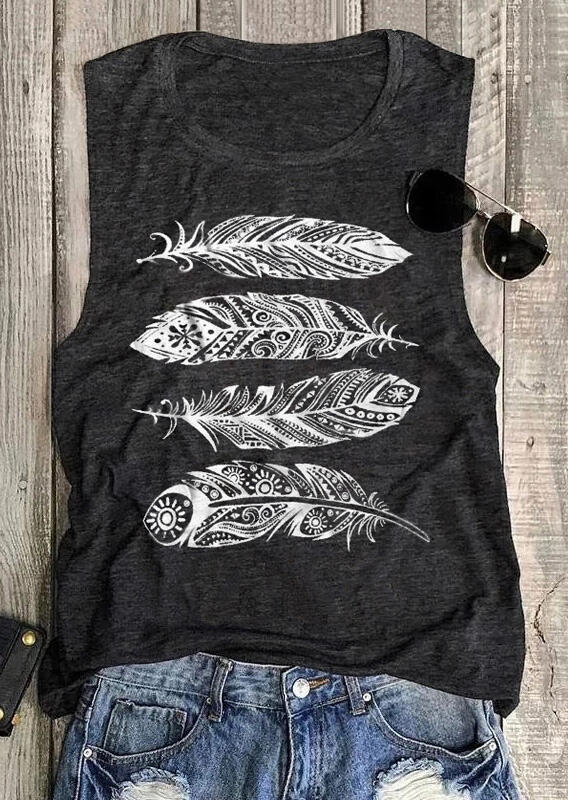 

Feathers Paisley Tank - Dark Grey, 474052