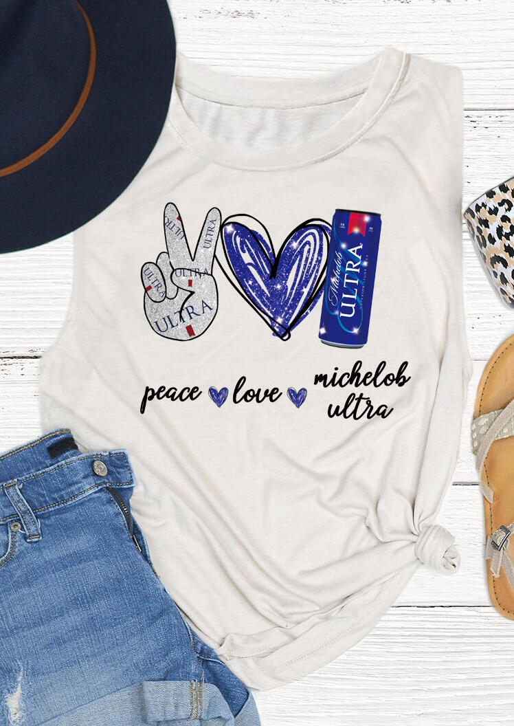 

Peace Love Michelob Ultra Tank - White, 474232