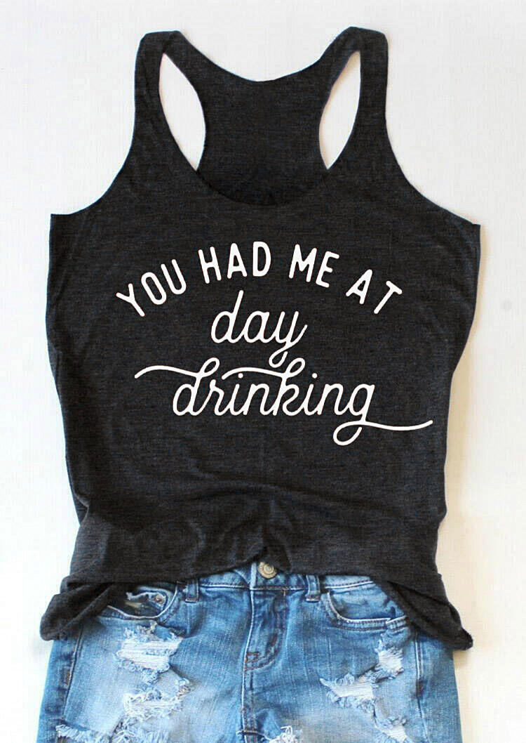 

You Had Me At Day Drinking Racerback Tank - Dark Grey, Gray, 474339