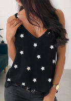 Star Open Back Camisole without Necklace - Black