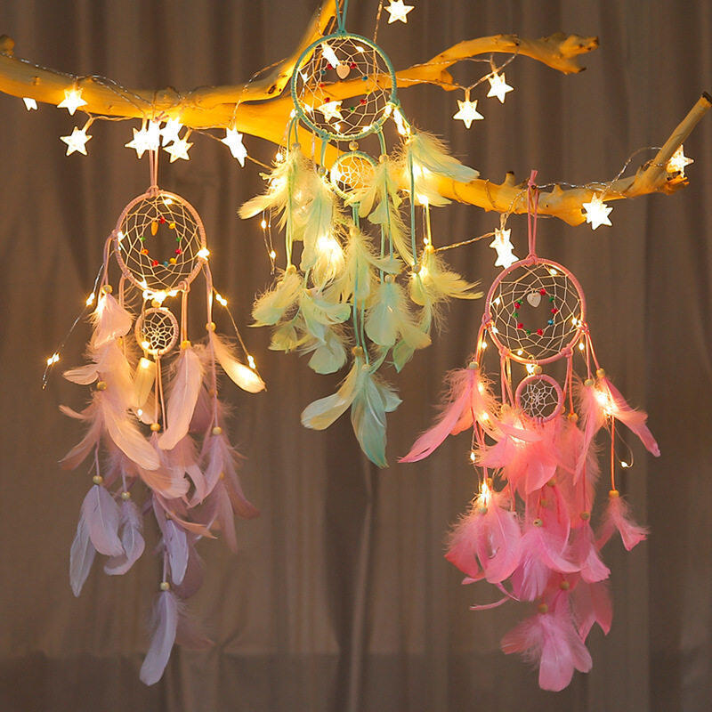 

Bohemian Handmade Tassel Feather Dream Catcher Wind Chimes, Pink, 473702