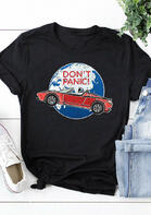 Don&#039;t Panic O-Neck T-Shirt Tee - Black