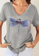 Fairyseason Dragonfly V-Neck T-Shirt Tee
