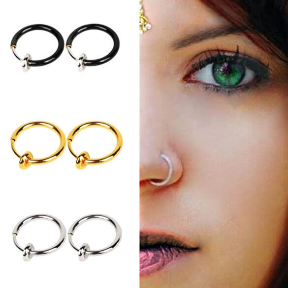 

Non Piercing Fake Nose Ring, Black;gold;silver, 50197