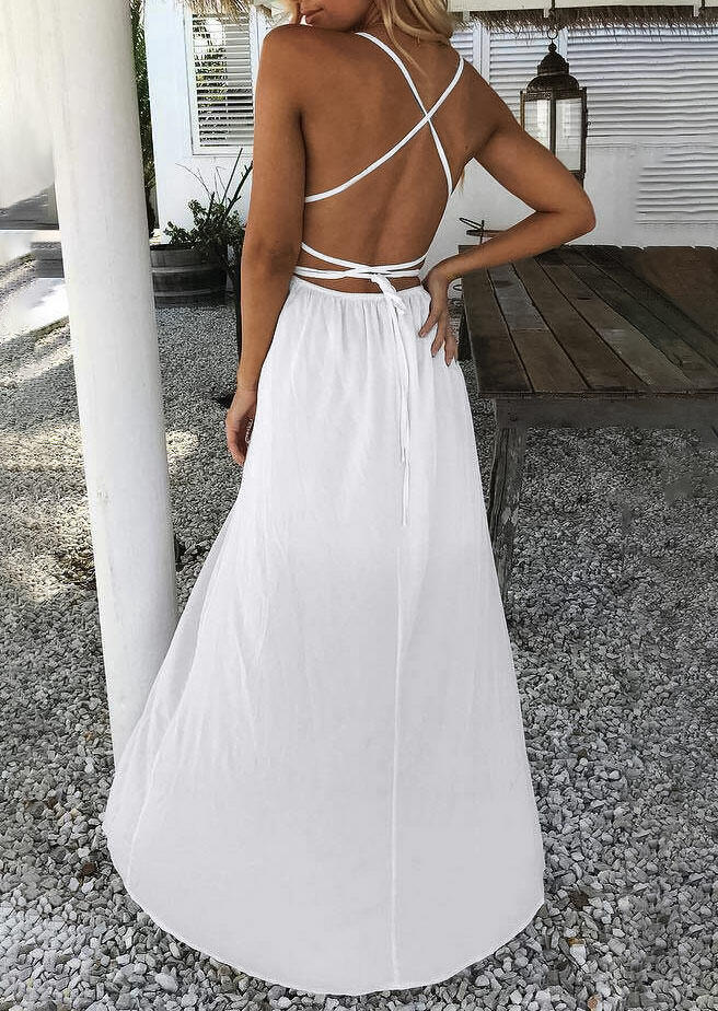 white maxi dress spaghetti straps