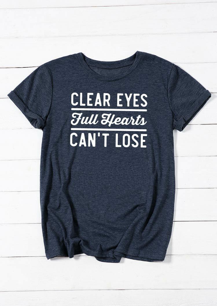 Clear Eyes Full Hearts Can't Lose TShirt Tee Navy Blue Bellelily