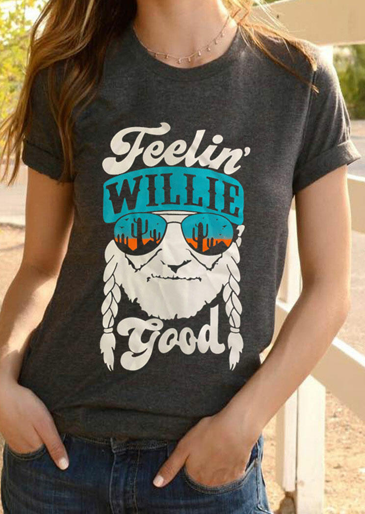 

Feelin' Willie Good Cactus T-Shirt Tee without Necklace - Dark Grey, 476076