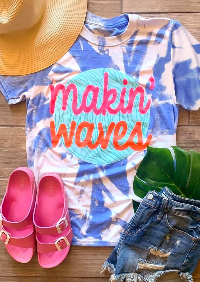 

Makin' Waves Tie Dye T-Shirt Tee - Blue, 476109