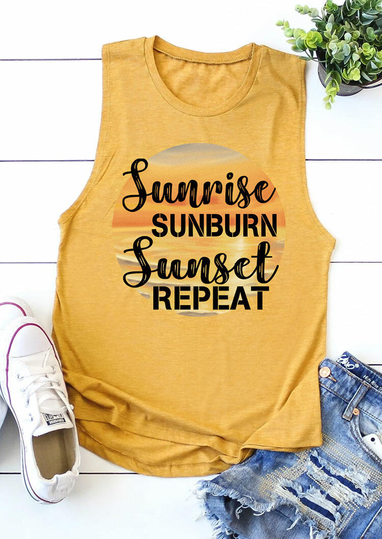 

Sunrise Sunburn Sunset Repeat Tank - Yellow, 476119