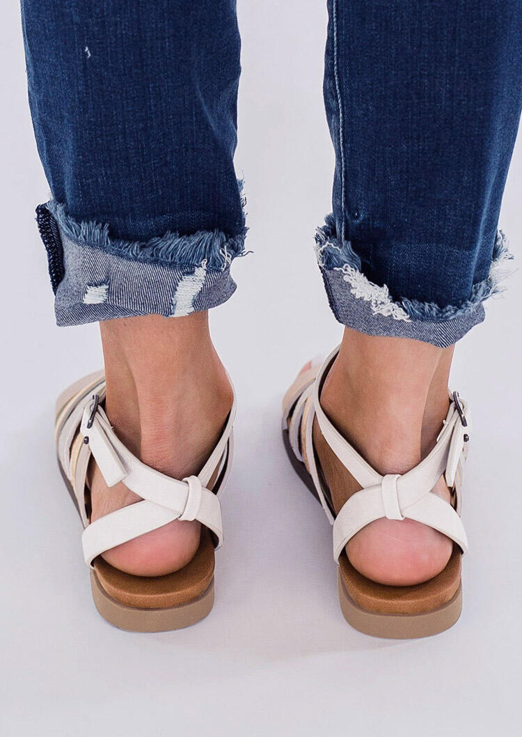 CrissCross Buckle Strap Flat Sandals Light Khaki CrissCross Buckle Strap Flat Sandals Light Khaki