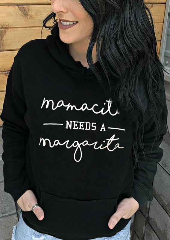 

Mamacita Needs A Margarita Kangaroo Pocket Hoodie - Black, 476864