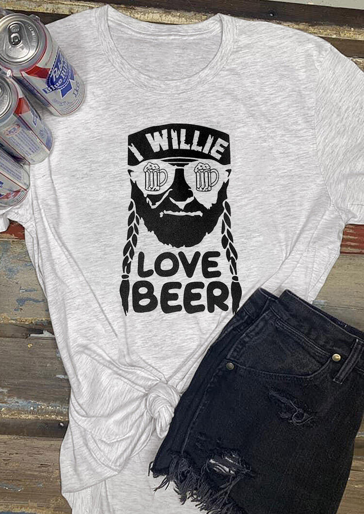 

I Willie Love Beer T-Shirt Tee - Light Grey, 477361