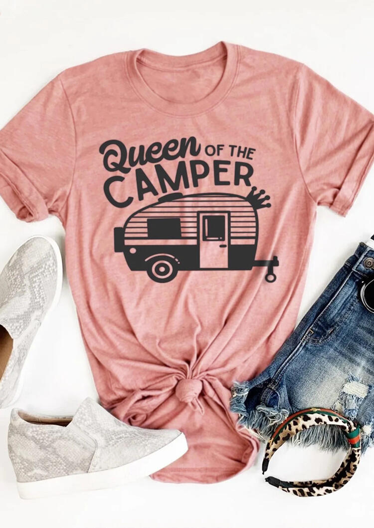 

Queen Of The Camper T-Shirt Tee - Pink, 477720