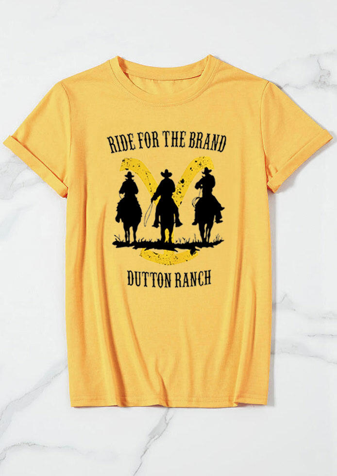 Yellowstone Ride For The Brand Cowboy TShirt Tee Yellow Bellelily