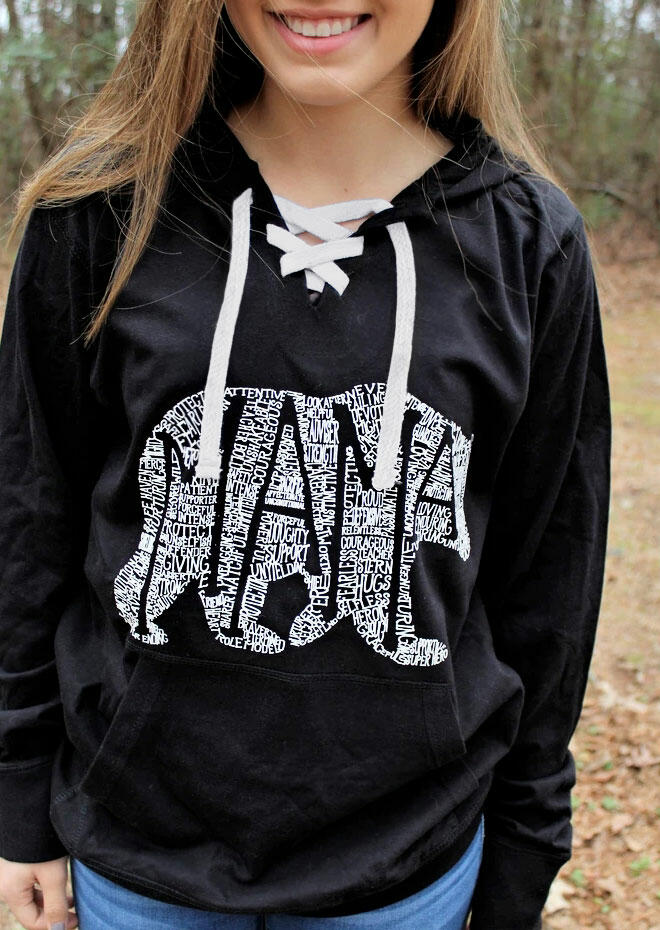 

What' In A Lace Up Hoodie - Black, 478197