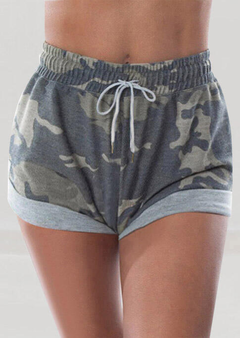 

Camouflage Drawstring Elastic Waist Shorts, 478395