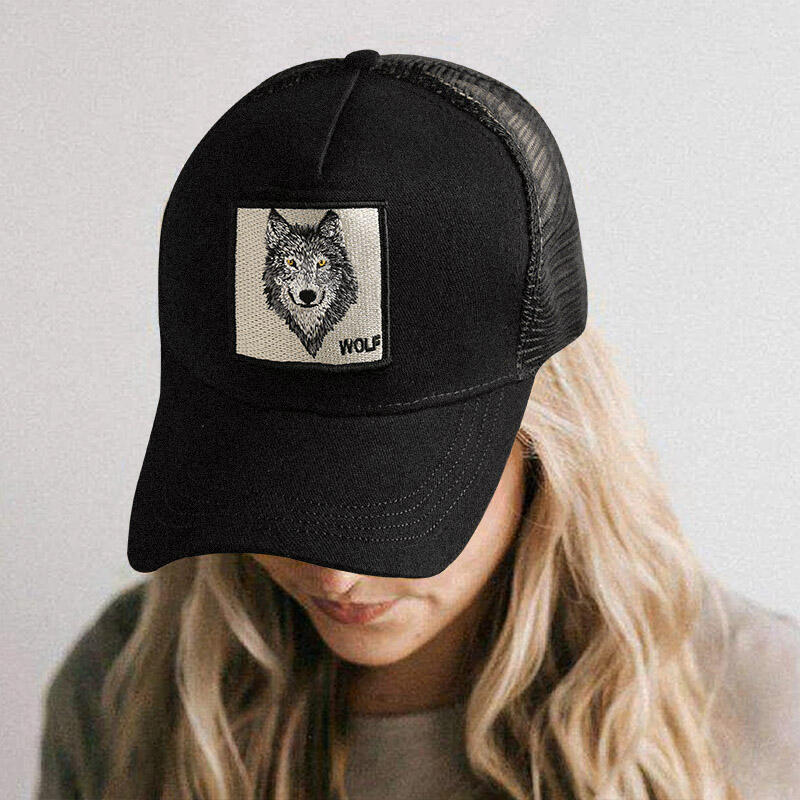 

Wolf Freedom Eagle Mesh Splicing Baseball Cap, Black, 479058