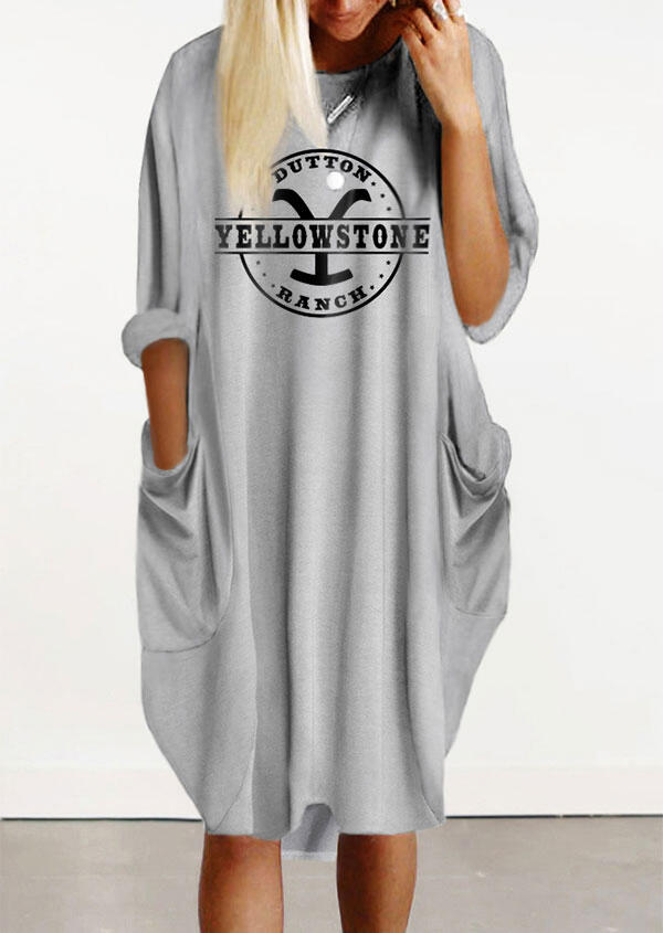 

Pocket Loose Casual Dress - Gray, 479209