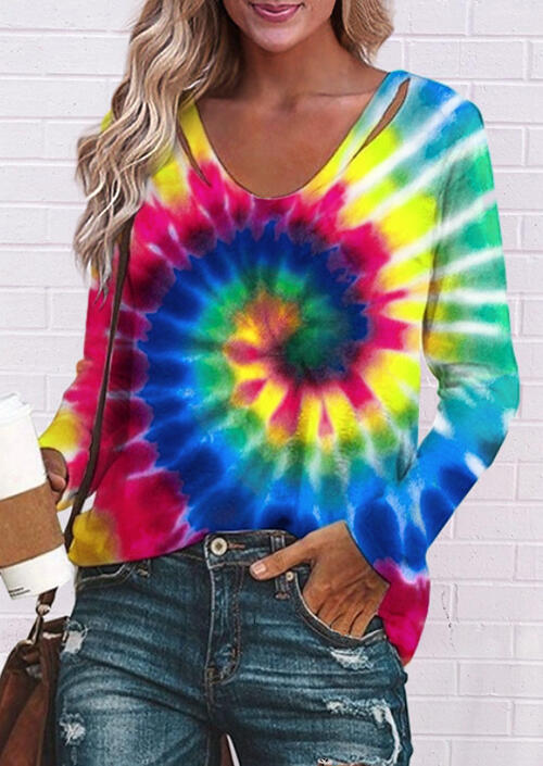 

Tie Dye Swirl Cut Out T-Shirt Tee, Multicolor, 478960