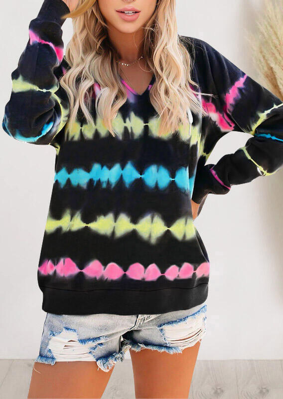 

Tie Dye Drawstring Long Sleeve Hoodie, Multicolor, 478969