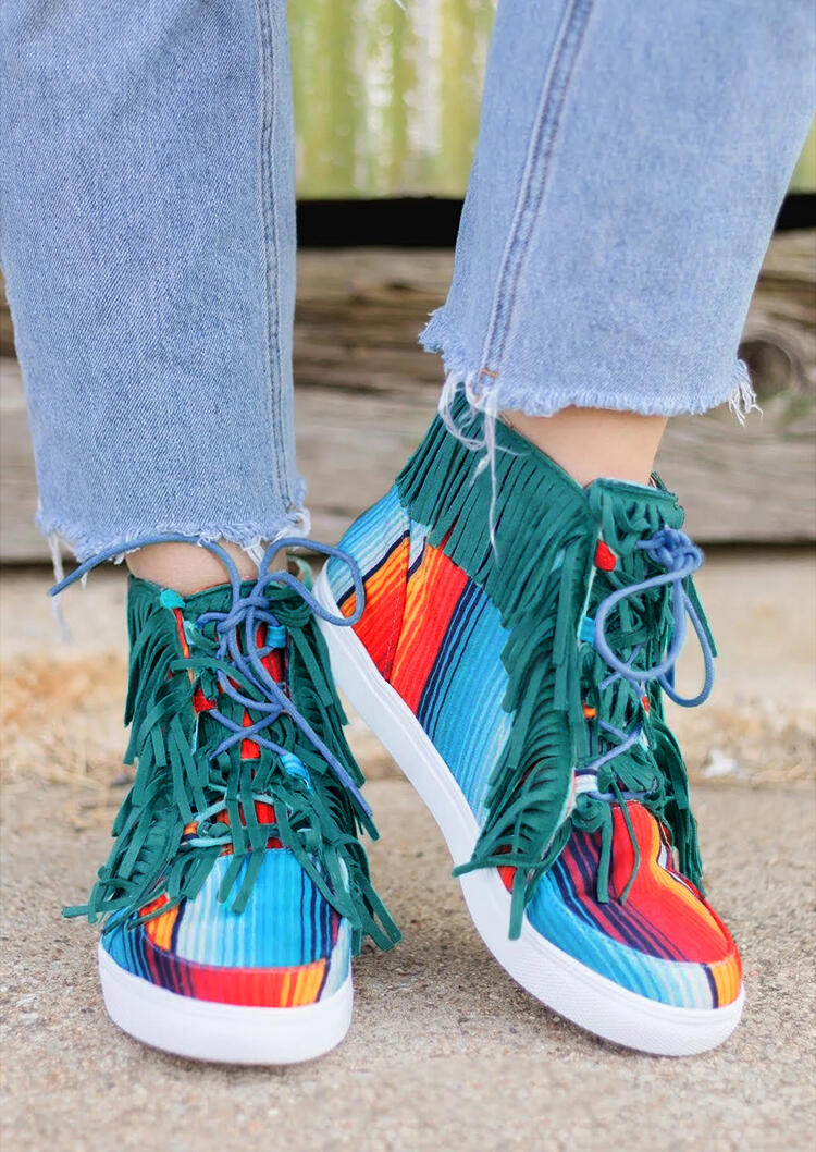 

Serape Striped Tassel Western Canvas Sneakers, Multicolor, 479060