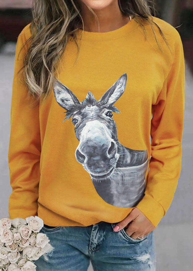 

Funny Donkey Long Sleeve O-Neck Sweatshirt - Yellow, 479254