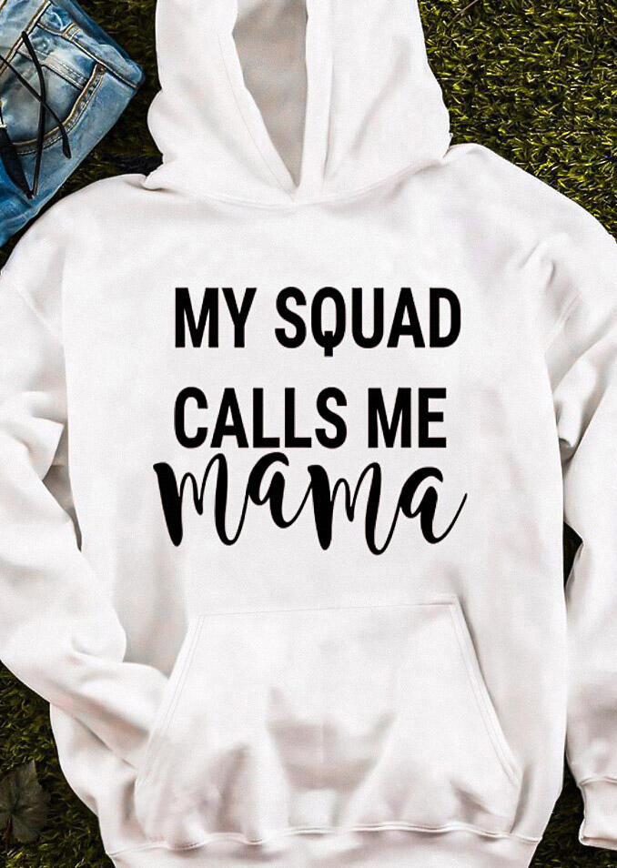 

My Squad Calls Me Mama Kangaroo Pocket Hoodie - White, 479665