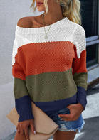 Color Block O-Neck Knitted Sweater