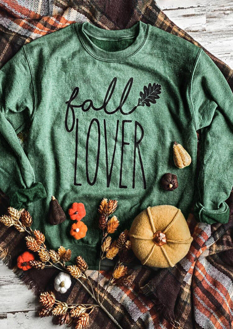

Fall Lover Leaf O-Neck Sweatshirt - Green, 479786