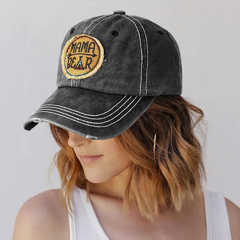 

Mama Bear Washed Distressed Twill Baseball Cap, Dark grey, 479839