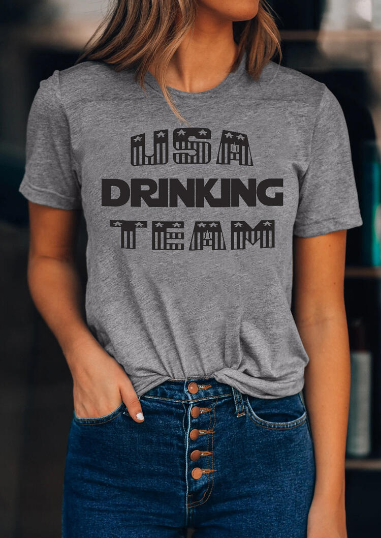 

USA Drinking Team T-Shirt Tee - Gray, 479844