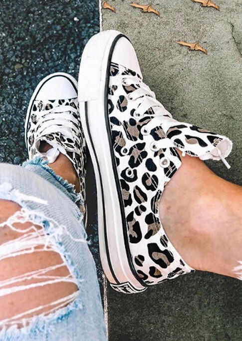 leopard print lace up sneakers