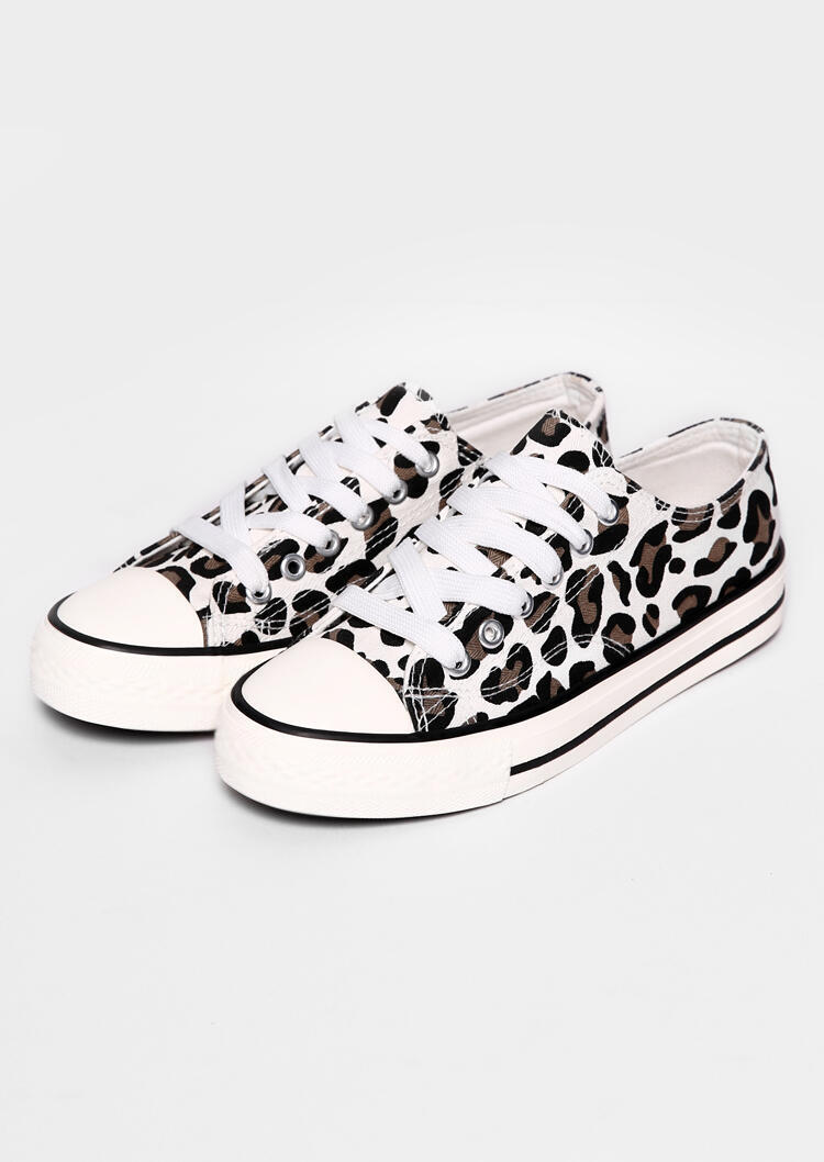 Leopard Printed Lace-Up Sneakers