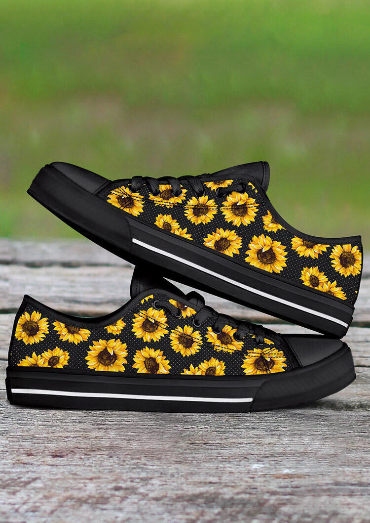 

Sunflower Lace Up Flat Sneakers - Black, 469514