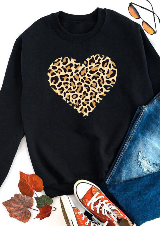 

Leopard Heart Pullover Sweatshirt - Black, 480036