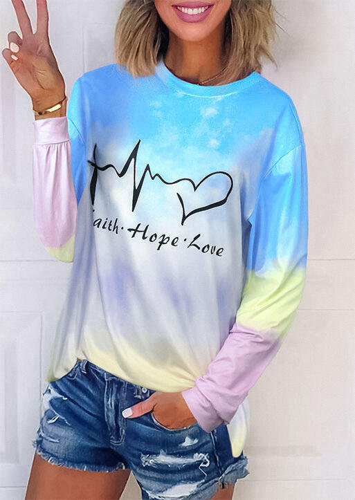 

Gradient Tie Dye Faith Cross T-Shirt Tee, Multicolor, 479924