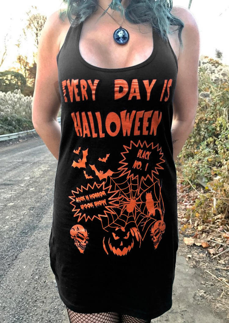 

Pumpkin Skull Mini Dress - Black, 479852