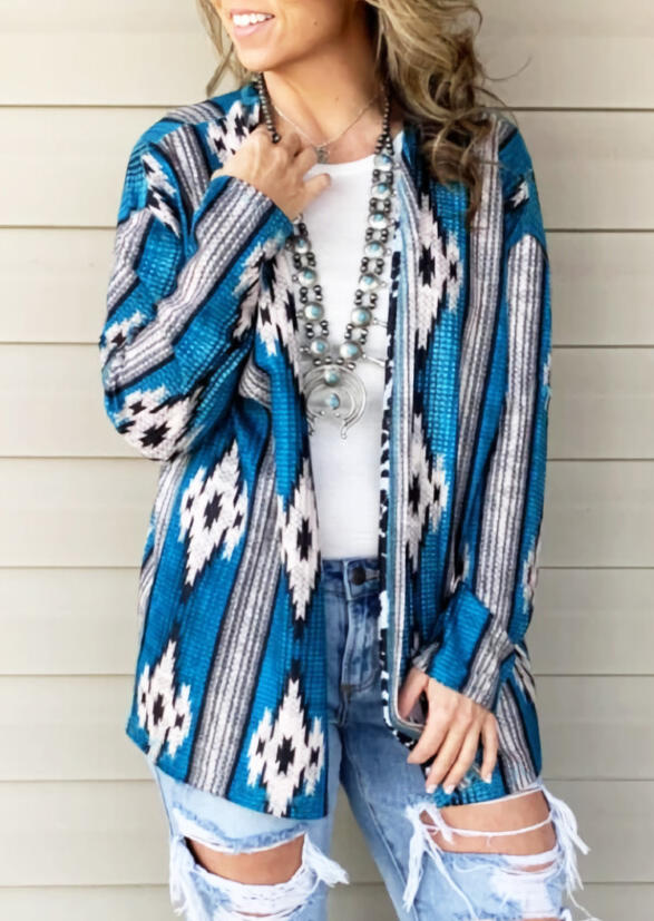

Aztec Geometric Western Cowgirl Cardigan - Blue, 479900