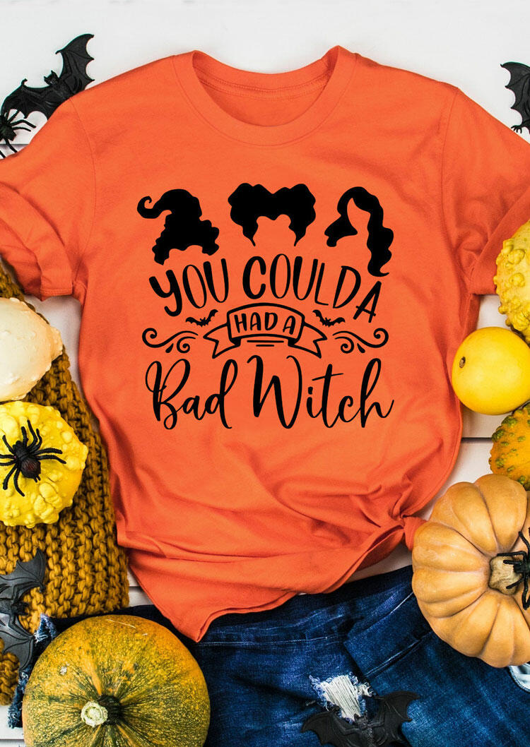 

Halloween Bad Witch O-Neck T-Shirt Tee - Orange, 480290