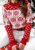 Christmas Snowflake Long Sleeve Knitted Sweater